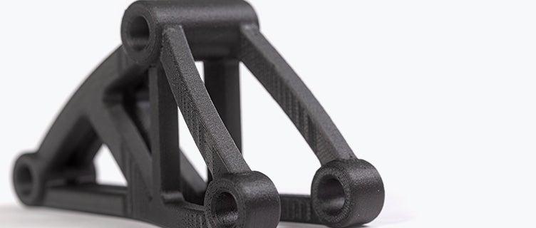 Black 3D-printed bracket in PA-CF