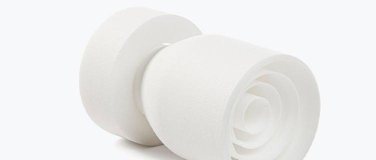Vue de l'intérieur d'une douille alimentaire imprimée en 3D couchée sur le côté