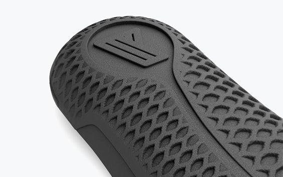 Close-up view of the end of a custom, 3D-printed orthotic insole