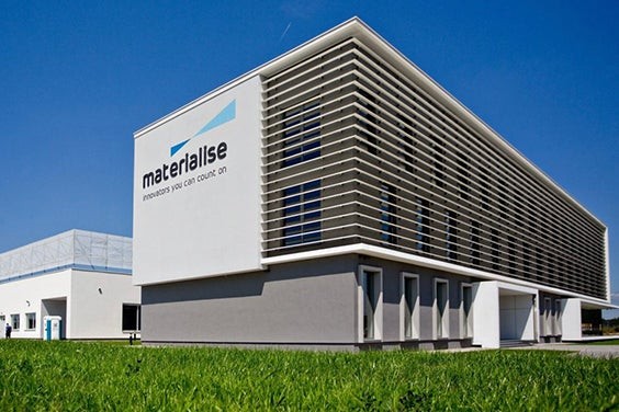 Exterior view of Materialise’s 3D printing facility in Wrocław, Belgium
